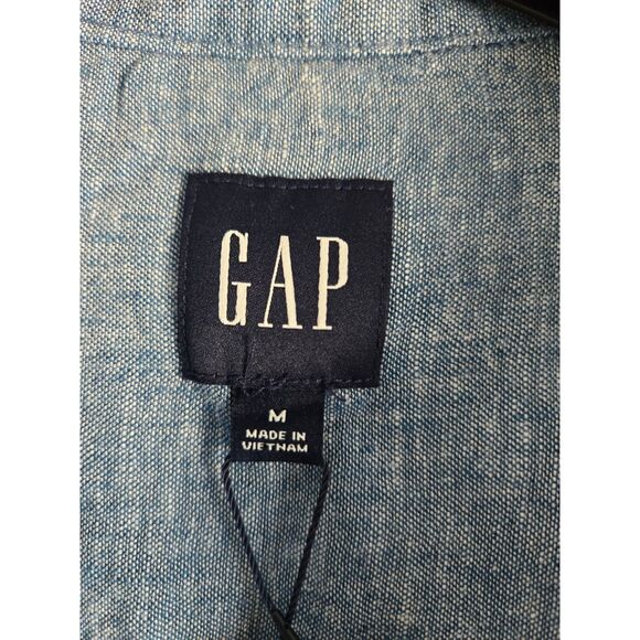 GAP Womens Top Size M Blue Linen Blend Long Sleeve NWT Fall Winter Work Career - Picture 2 of 7